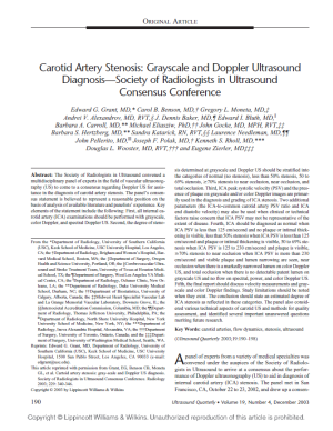 2003 conference on carotid artery stenosis. Click here to read the consensus statement.