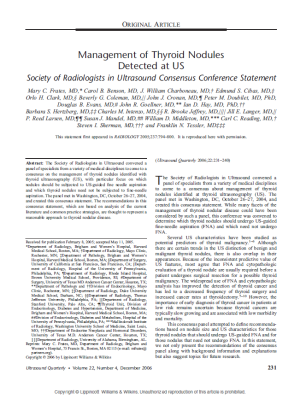 2005 conference on management of thyroid nodules detected at ultrasound. Click here to read the consensus statement.