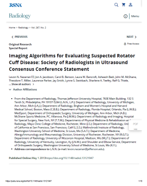 2011 conference on imaging algorithms for evaluating suspected rotator cuff disease. Click here to read the consensus statement.