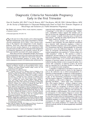 2013 conference on first trimester pregnancy diagnosis. Click here to read the associated review article.