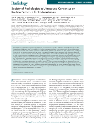 2024 Routine Pelvic US for Endometriosis, led by Scott W. Young. Click here to read the consensus statement.