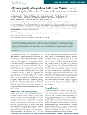 2022 conference on soft tissue masses, led by Jon Jacobson.

Click here to read the consensus statement.