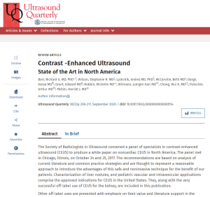 2020 Contrast-Enhanced Ultrasound State of the Art in North America, led by Richard G. Barr. Click here to read the consensus statement.