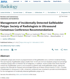 2021 conference on gallbladder polyps, led by Aya Kamaya. Click here to read the consensus statement.